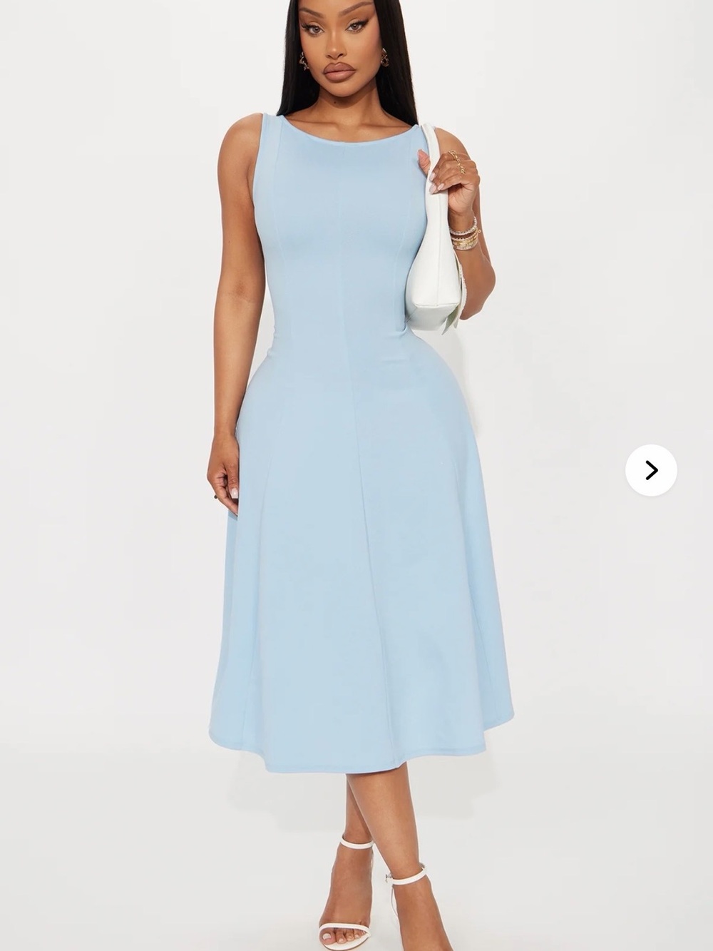 Fashion Nova Pale Blue Sleeveless Midi Dress